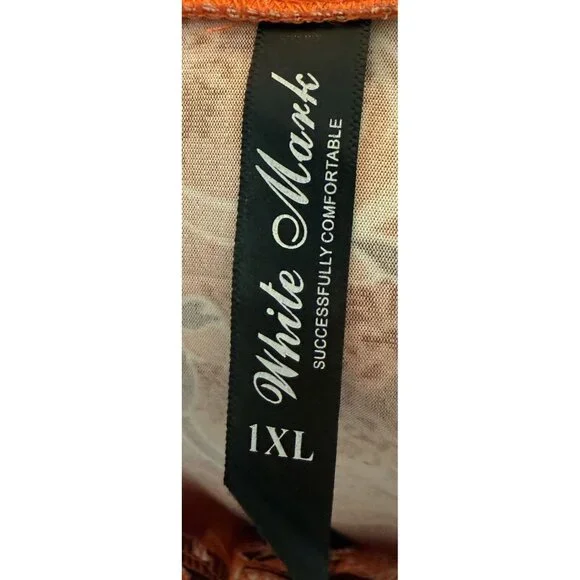 White Mark Floral Tunic Top 1XL 3/4 Sleeve Boho Assymetric Hem Red Orange Womens - Picture 5 of 6